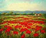 Unknown Artist Poppy field painting